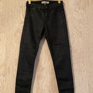 TopShop Moto: Black Leather coated Leigh Jeggings